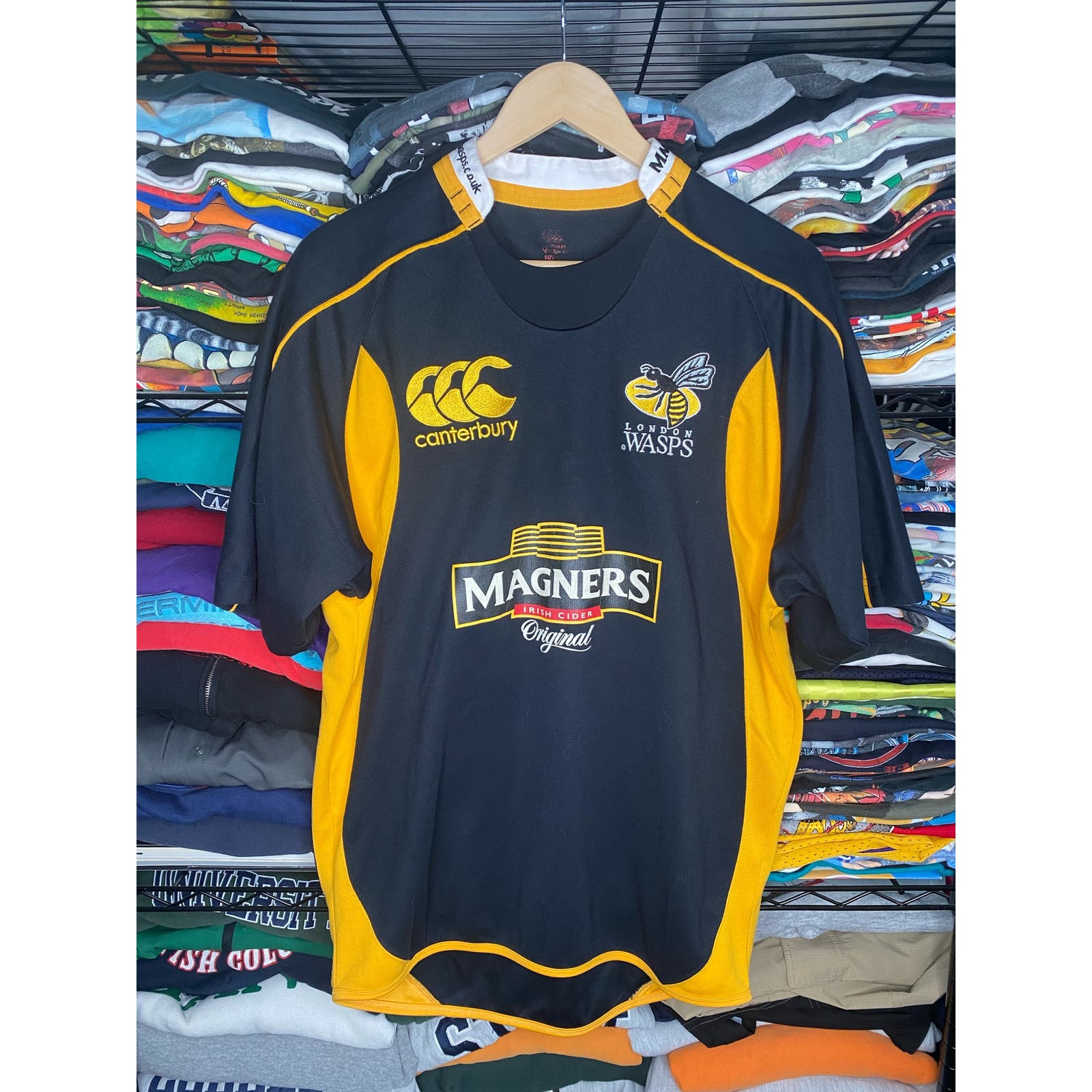 London Wasps Yellow Black Canterbury Medium Rugby Jersey